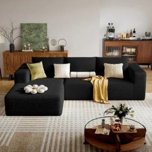 Korser L Shaped Modern Sofa with Movable Ottoman Convertible Modular Sectional Cloud Couch